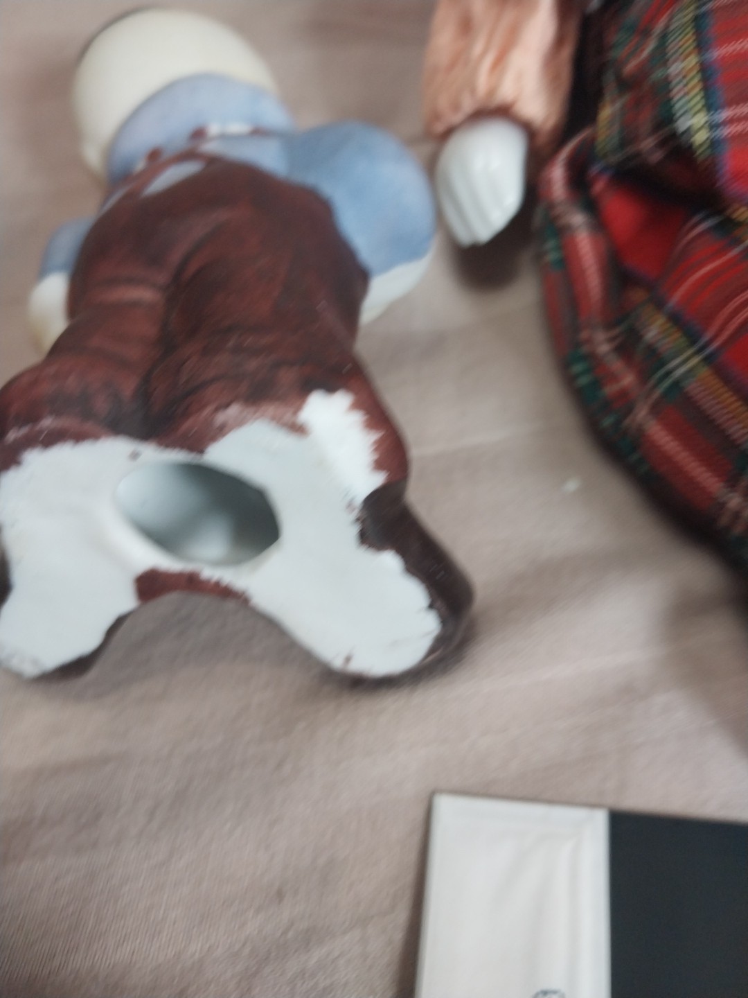 Vintage Porcelain Clown Doll With Figurine And Creepy Photo