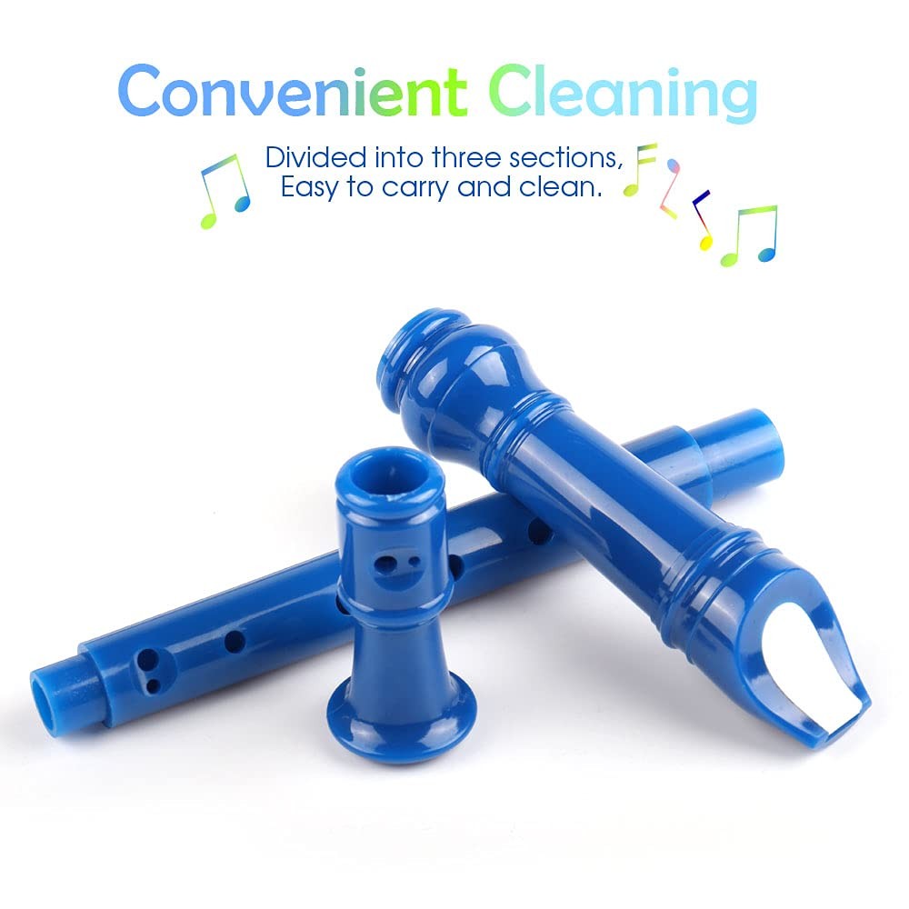 Mr.Power Soprano Recorder German Style C Plastic, 3-piece detachable, Blue