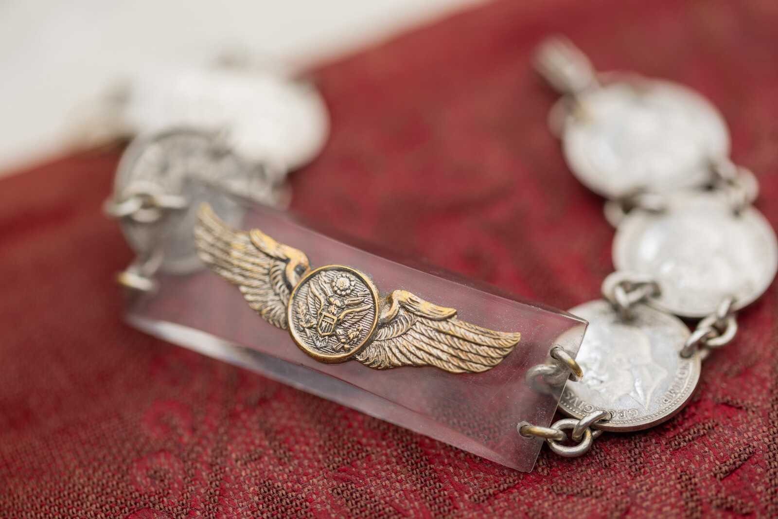 Vintage Military Sweetheart Coin Bracelet Estate Jewelry