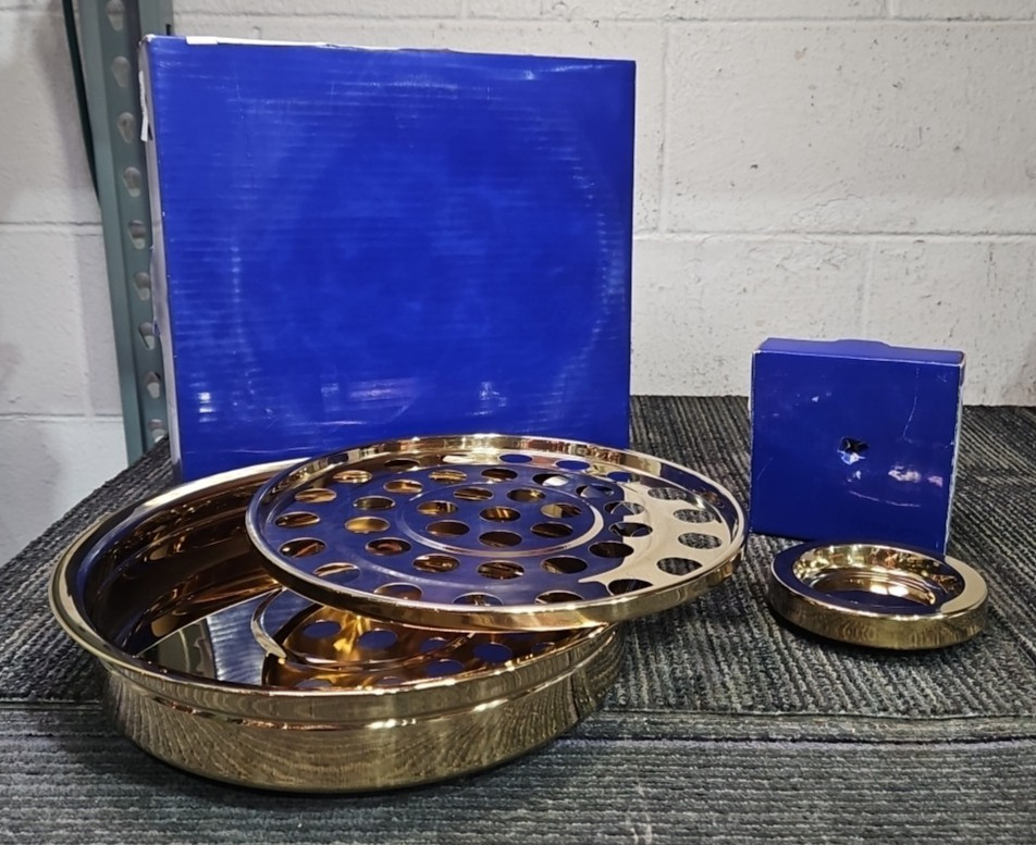 (2) Sudbury Brass PD378BRS & PD379BRS Stainless Steel Stacking Communion Trays