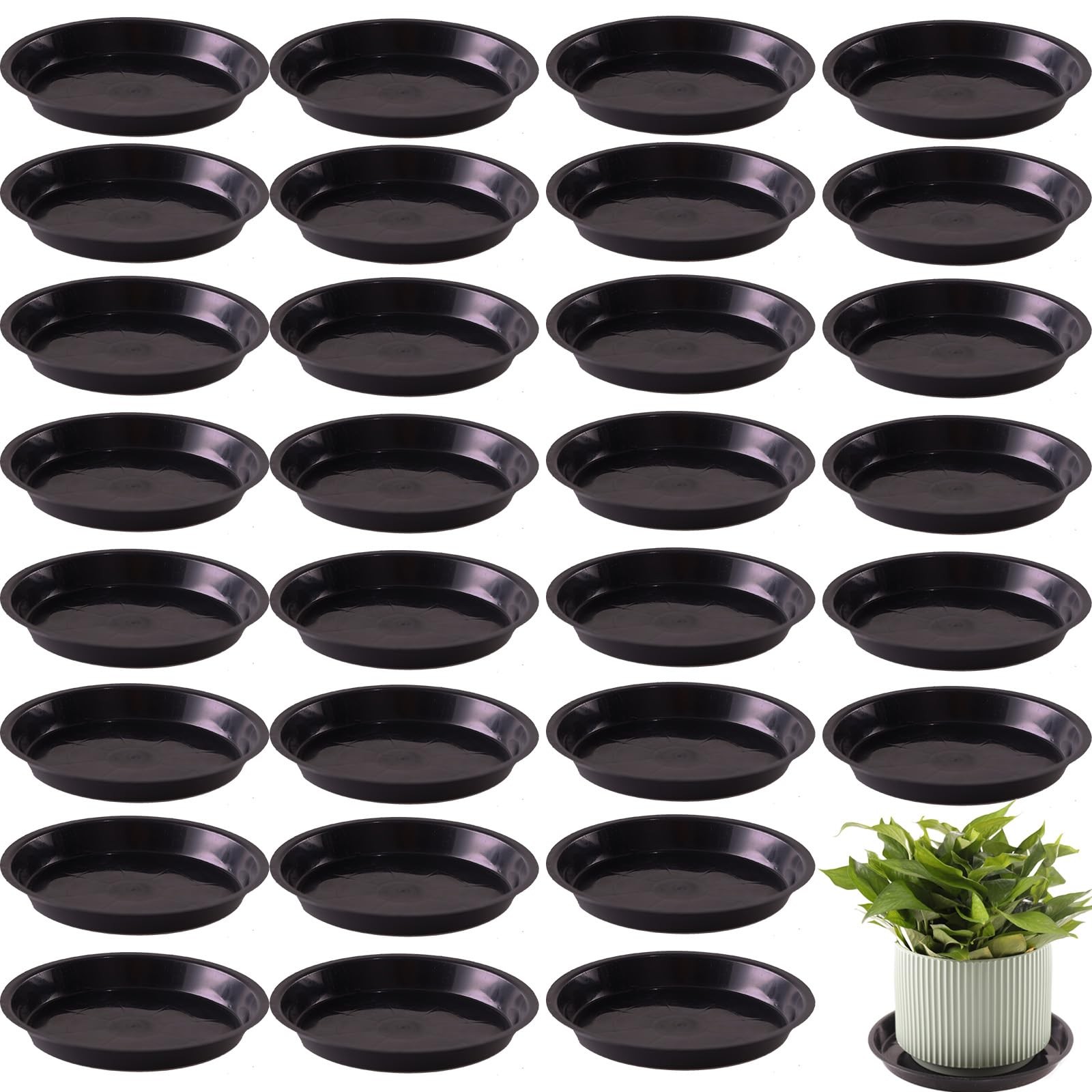 Tulpeed 30 Pack Plant Saucer 5 Inches Trays for Pots 5 inch, Black