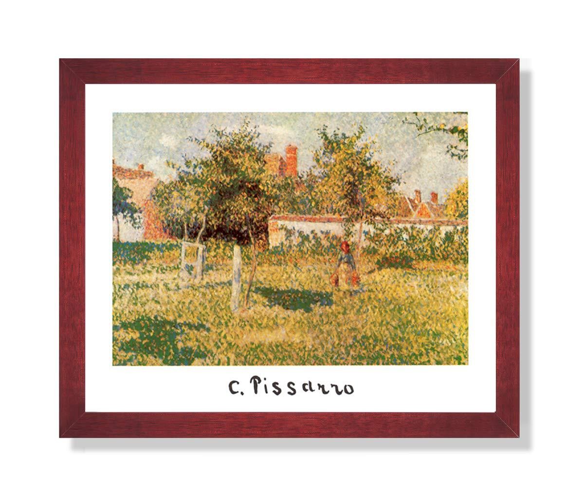 Pissaro French Impressionist Landscape Flowers Woman Wall Picture Cherry Framed