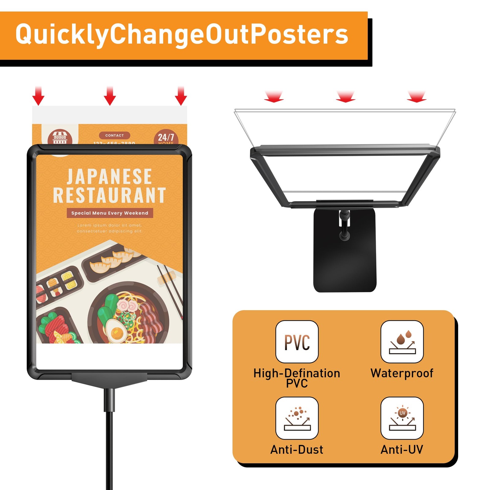 RANDUN Sign Holder Stand 8.5×11 inch Sign Stand – Floor Standing Sign Holder Adj