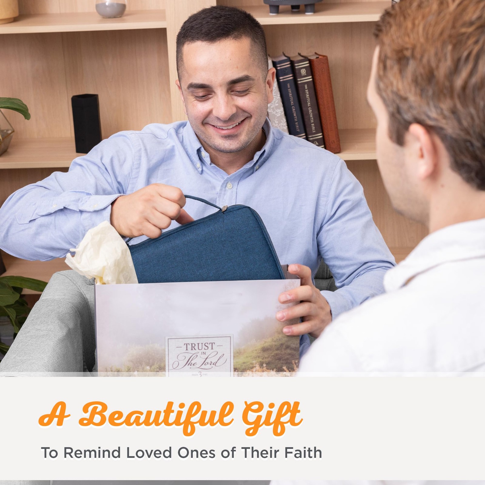 Durable Blue Bible Cover With Ichthus Fish Badge Zippered Closure Multiple Sizes