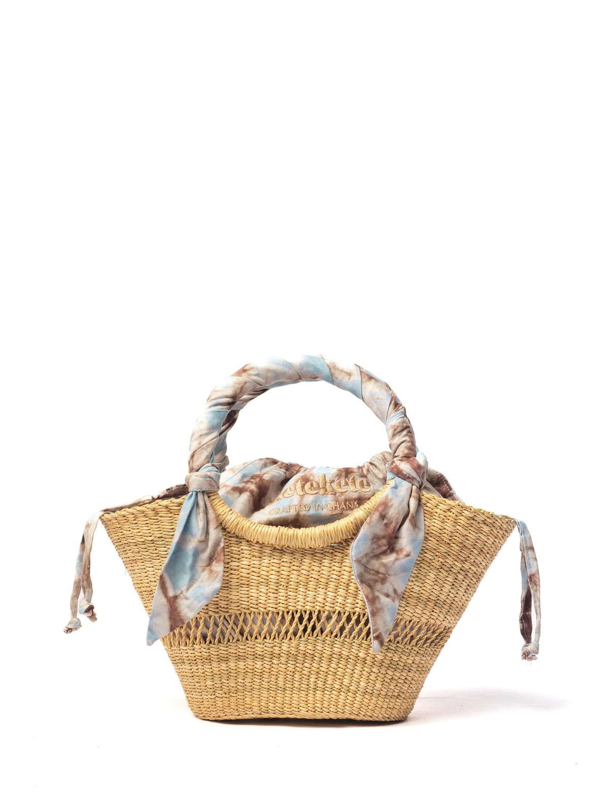 Butterfly Bag Small – Natural With Light Blue, White And Brown Lining