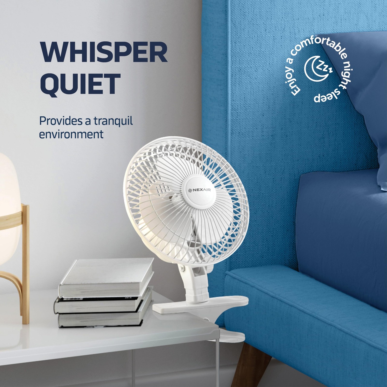 NEXAIR 6-Inch Clip on Fan, 360 Degree Rotation, Two Speed 6 inch, White