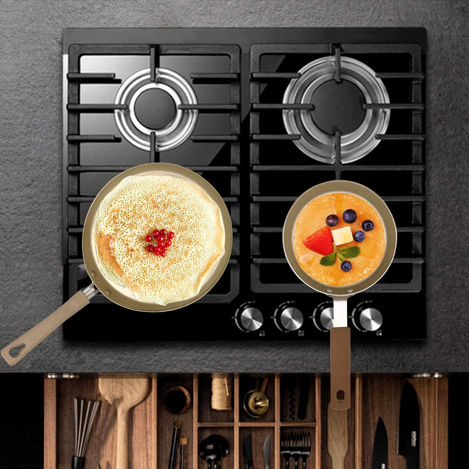 Soldadito Crepes Pancake Pans Nonstick Frying Pan Induction Champagne Gold
