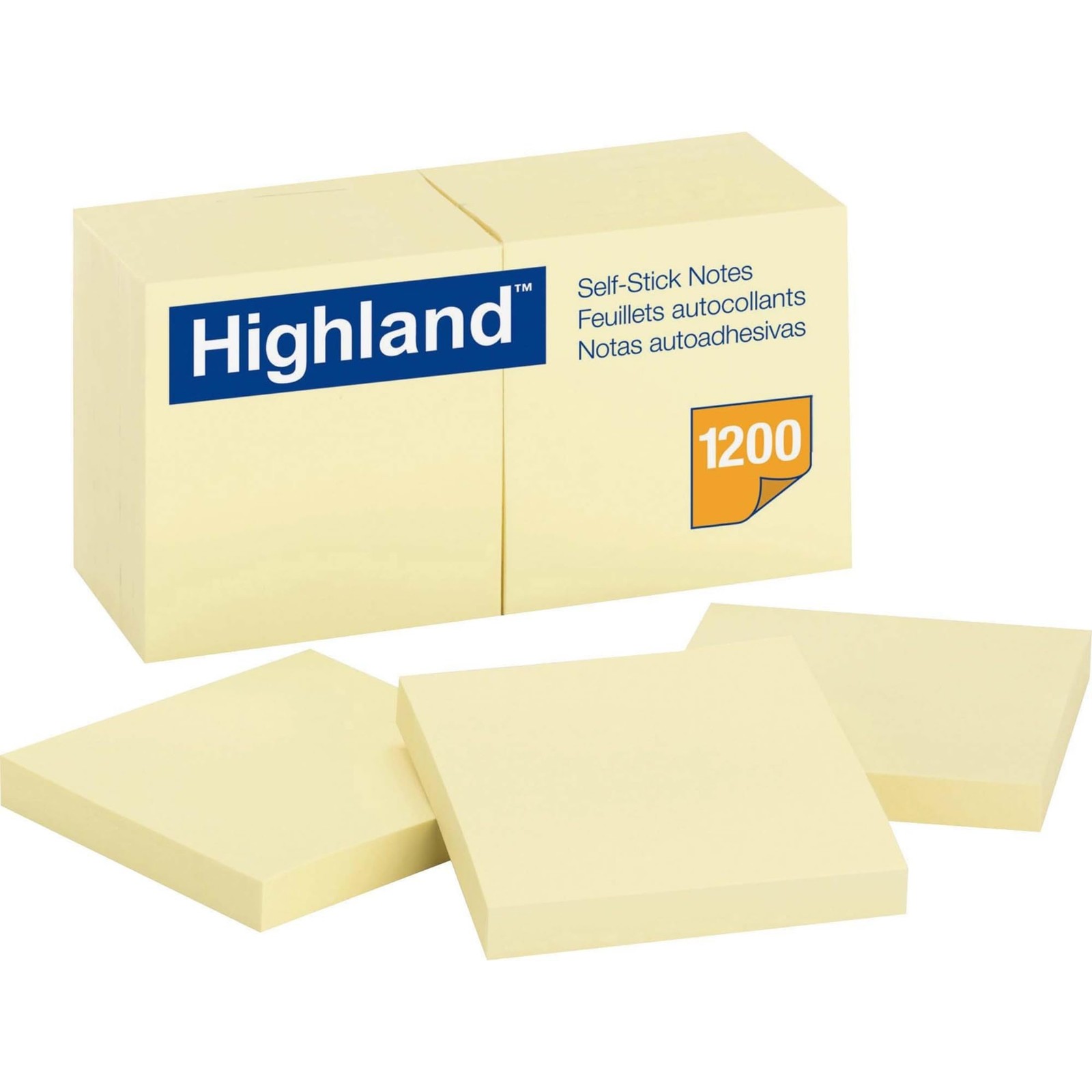 Highland™ Self-Stick Notes, 3in. x 3in., Yellow, Pack Of 3.1″ x 6.1″, Yellow
