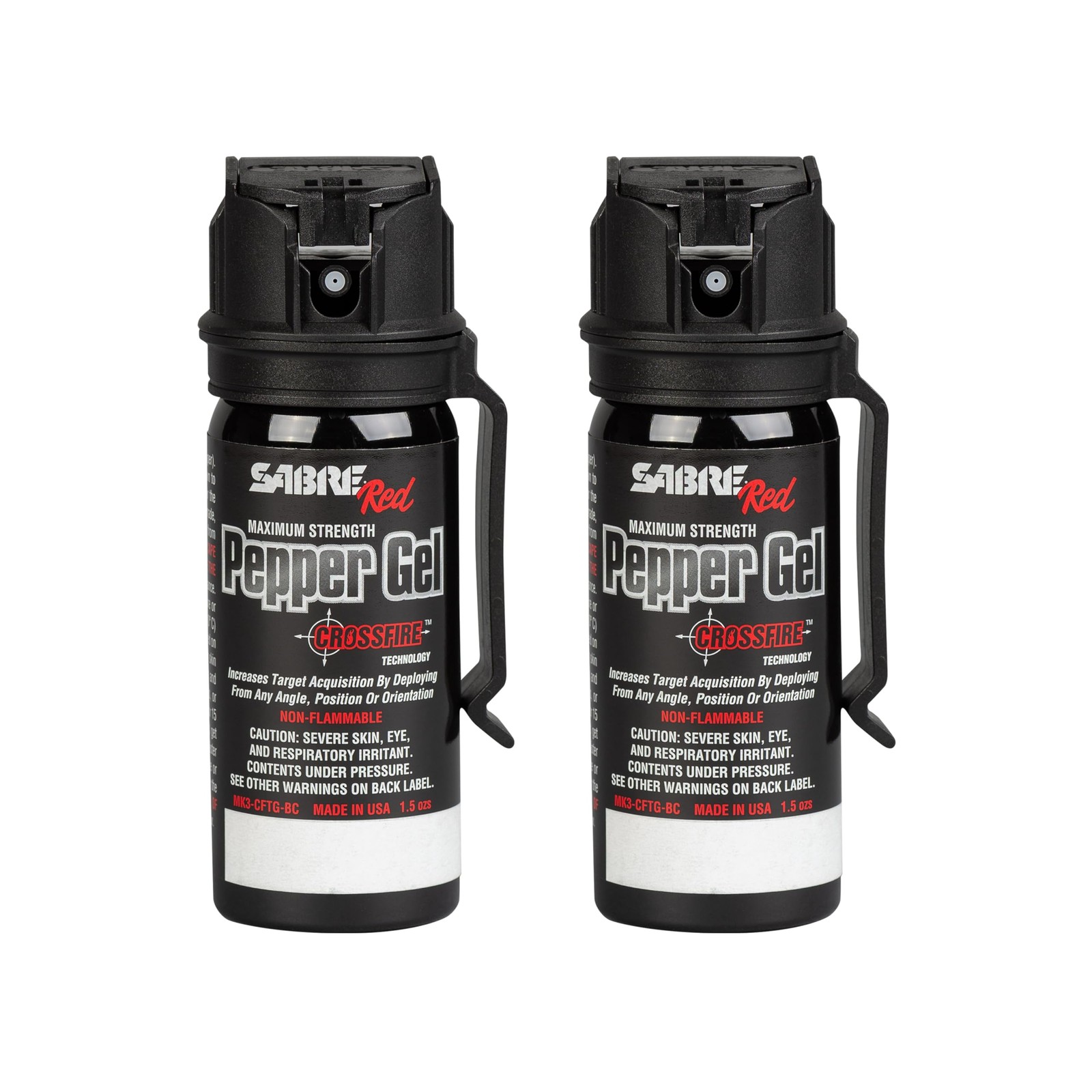 SABRE Crossfire Pepper Gel, Deploys 1.5 Fluid Ounces, Black Gel 2 Pack
