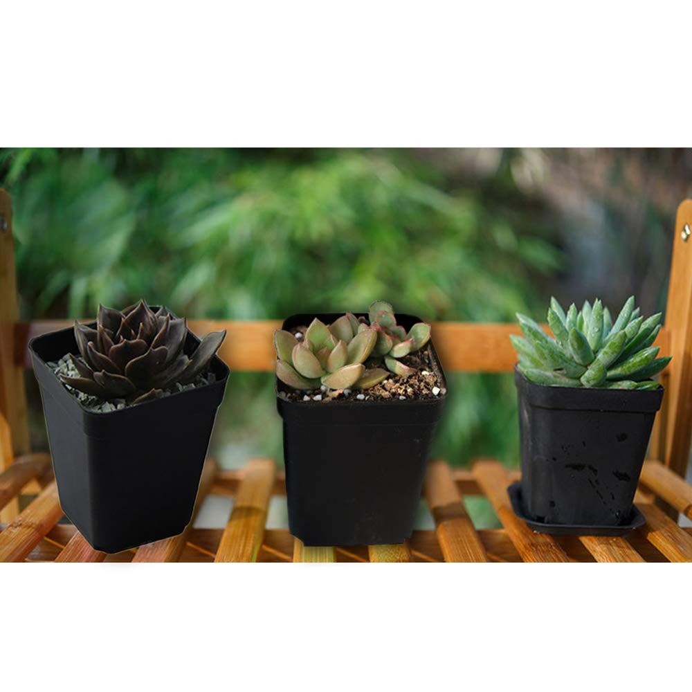 OJYUDD 24 Pack 3 Inch Black Nursery Pot Flower Pots 24 Black,