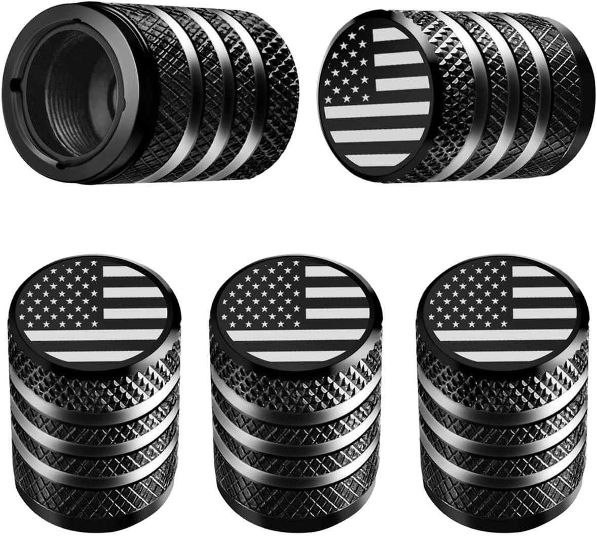 Tire Valve Stem Cap Cover – (5 Pack) Tire Air Cap Metal with Plastic Liner Corro