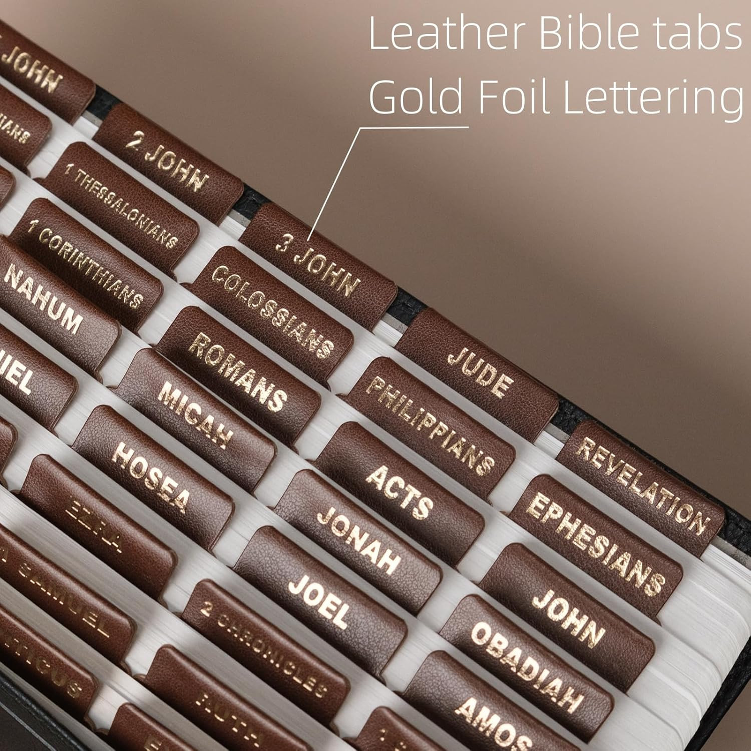 -Leather Bible Tabs, Bible Tabs for Women and Men(Gold Foil Lettering) Large Pri