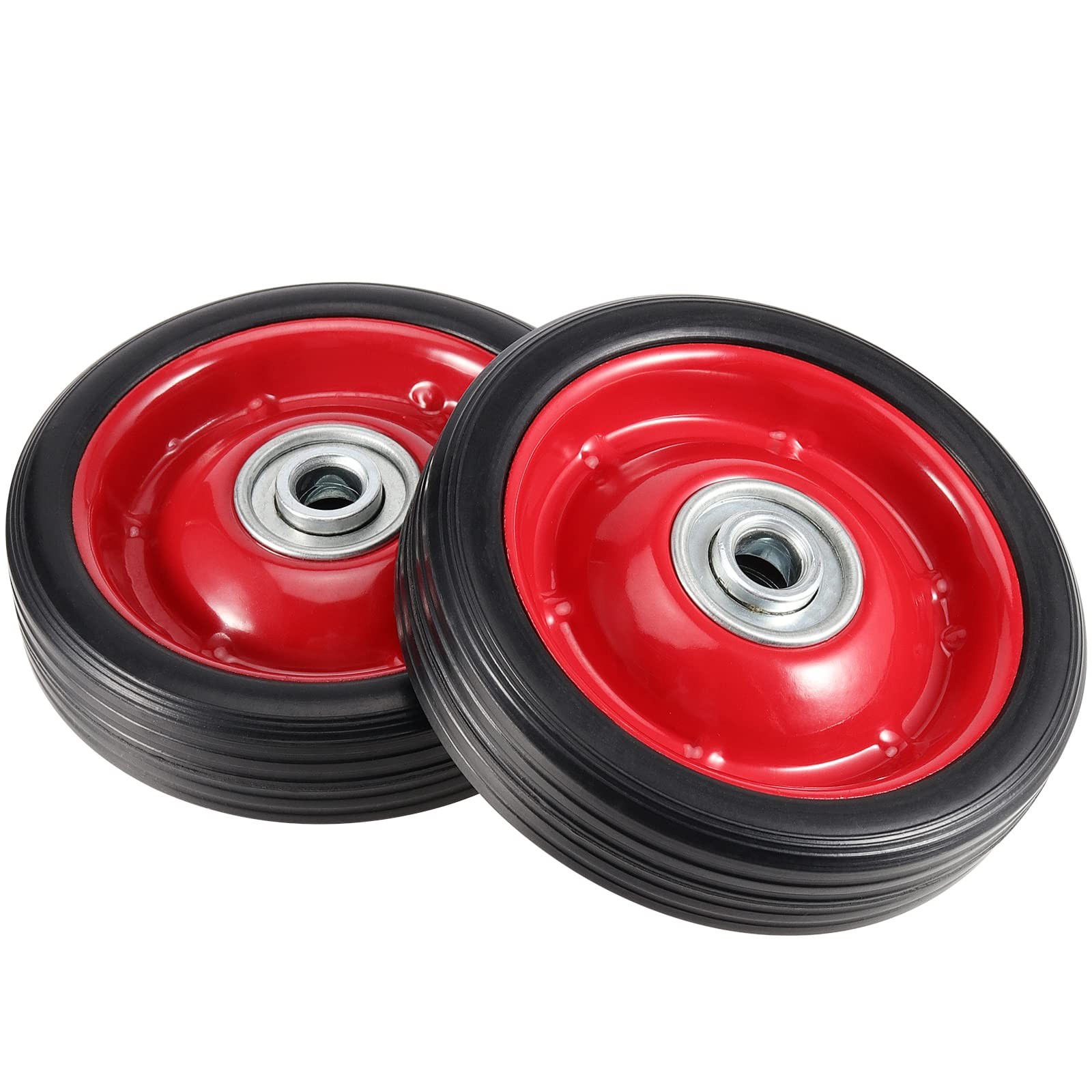 SEUNMUK Solid Rubber Wheel Tire, Hand Truck Replacement 5 inches, black, red