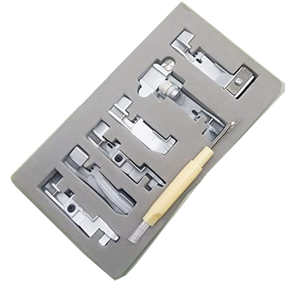 YICBOR 6pcs Overlock Serger Presser Foot Set for Singer 14CG754 6pcs, Gray