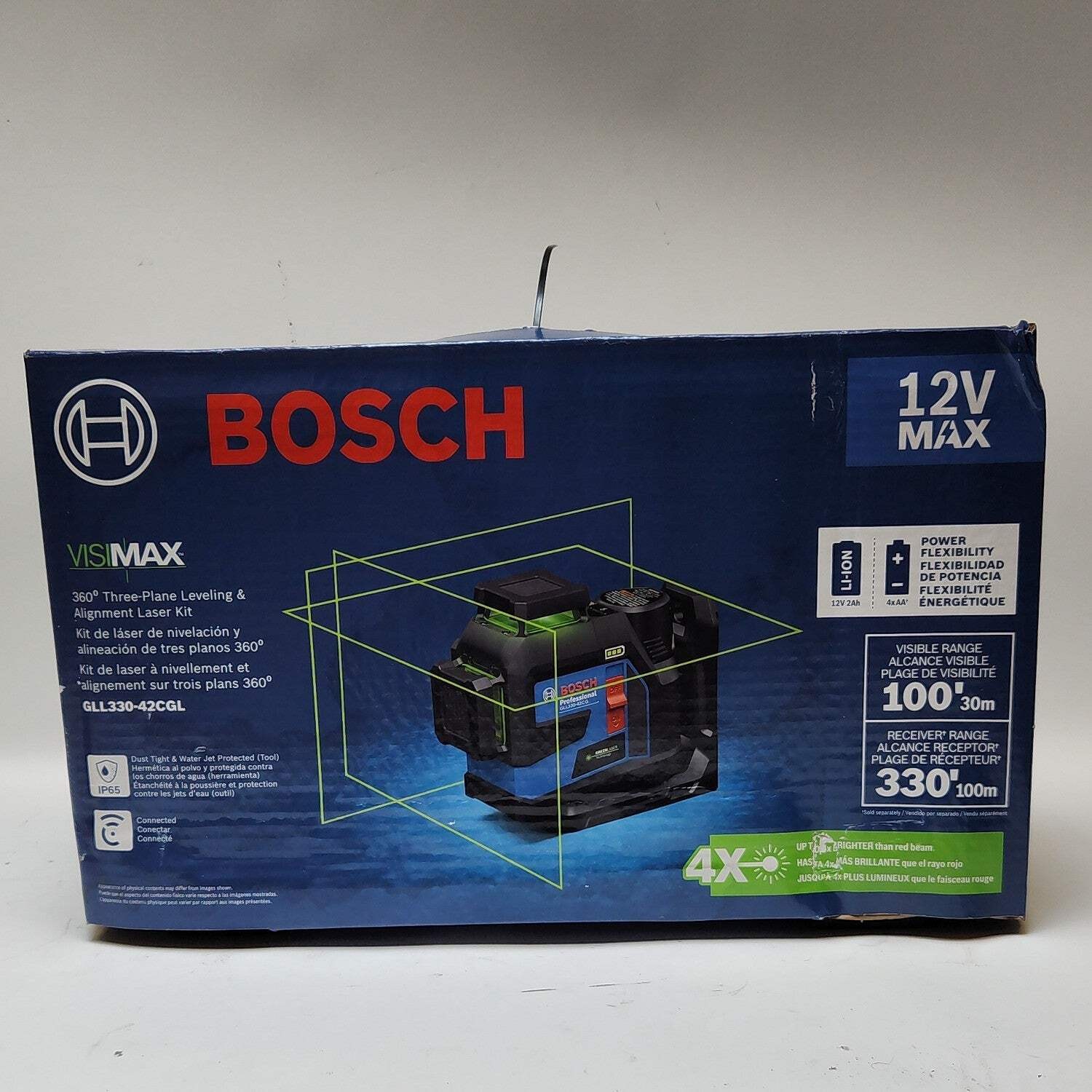 New Bosch Green-Beam Three-Plane Leveling and Alignment Laser Kit 12V Max