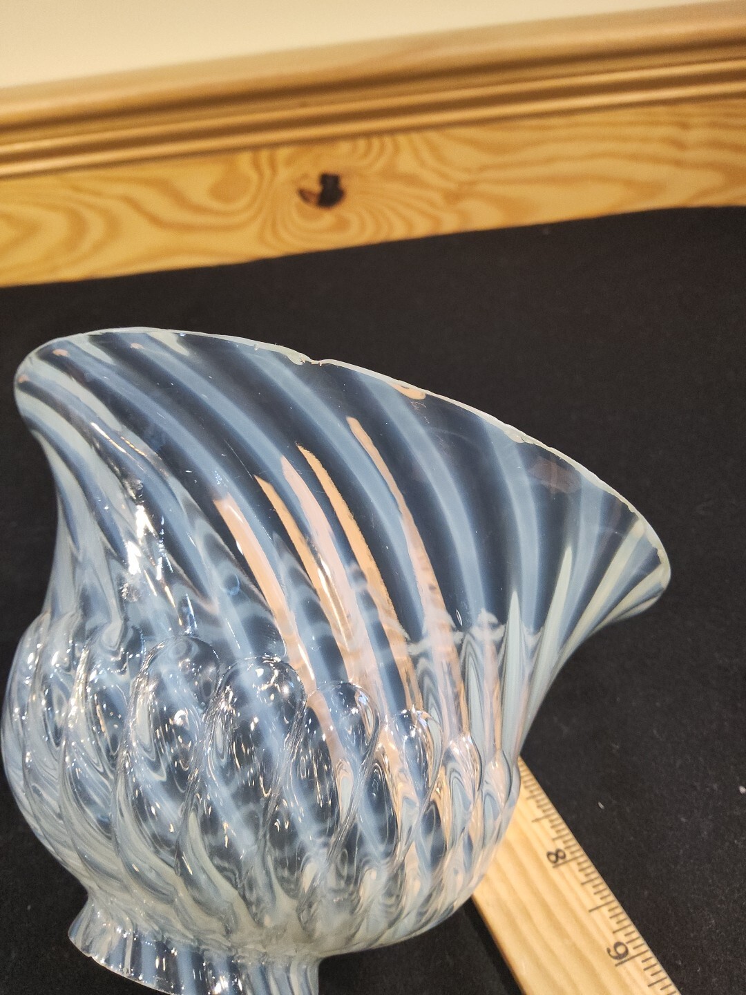 Vintage Fenton White Opalescent Swirl Twisted Glass Lamp Shade 2 1/4” Fitter