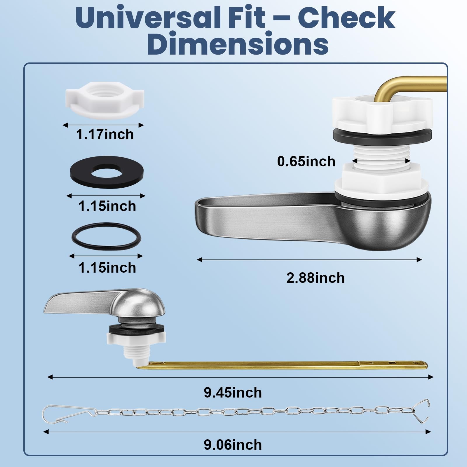 2 Pack Toilet Handle Replacement Kit – Universal 2 Pack, Polished-2