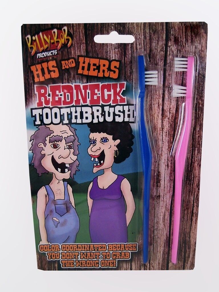 Redneck His & Hers Toothbrush Set – Funny Dentist Office GaG Prank Joke