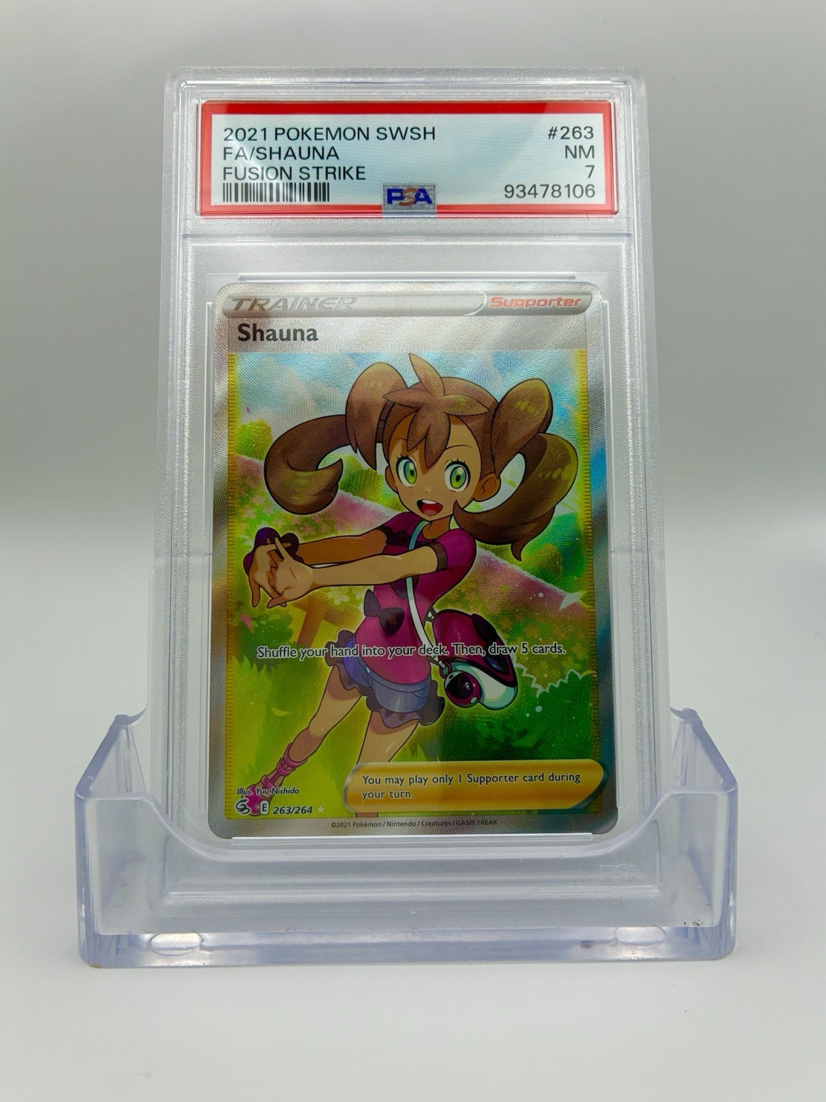 FUSION STRIKE #263 FULL ART SHAUNA PSA 7 & #TG08 HISUIAN ARCANINE PSA 9 BUNDLE