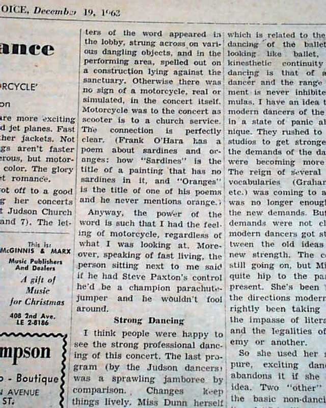 JILL JOHNSTON Radical Lesbian Feminism Dance Critic “Motorcycle” 1963 EDITORIAL