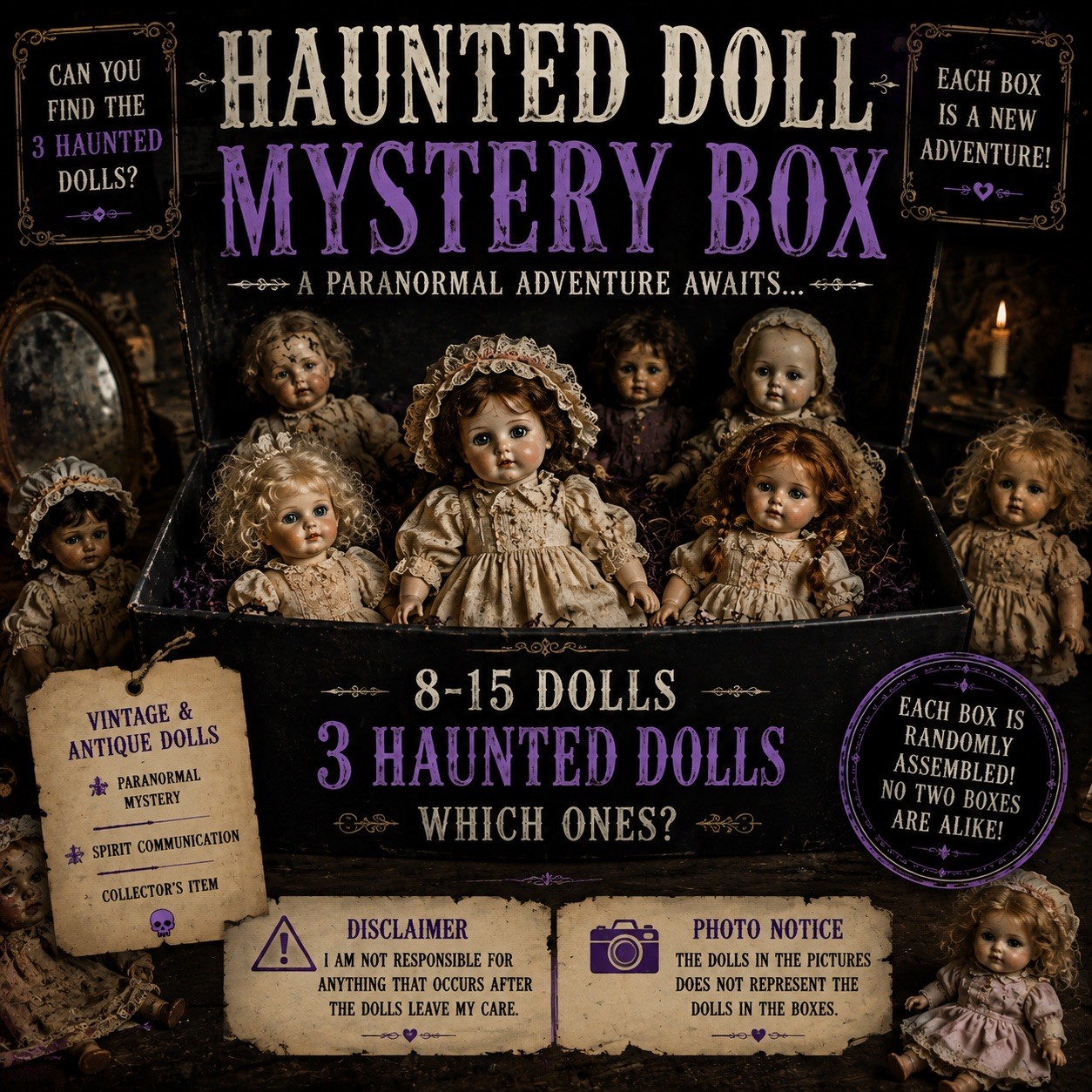 👻 Haunted Doll Mystery Box | 8–15 Vintage Dolls | Find the 3 Haunted Ones! 🎭