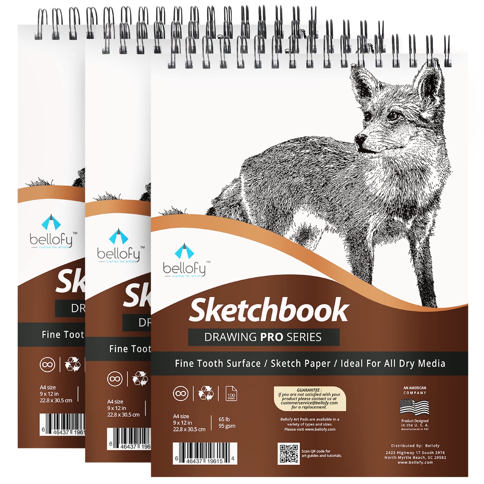 Bellofy 3X Sketch Books, 100 Sheets Each, 9×12 Inches | Perfect for Kids, Be…