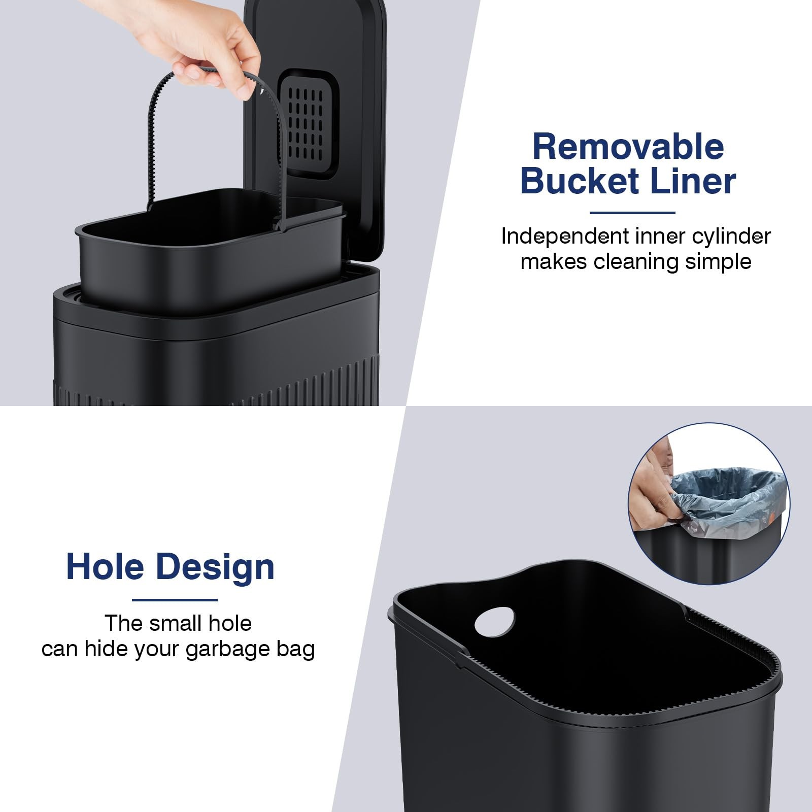 BETHEBEST Trash Can with Lid,Soft Close,Step Pedal,4 Gallon/15 Liter Stainless S