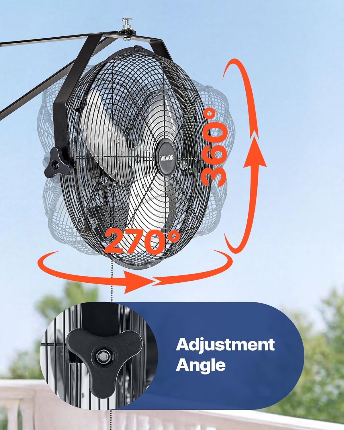 VEVOR 14 Inch Industrial Wall Mount Fan, High Velocity 2473 CFM Outdoor Fan wi