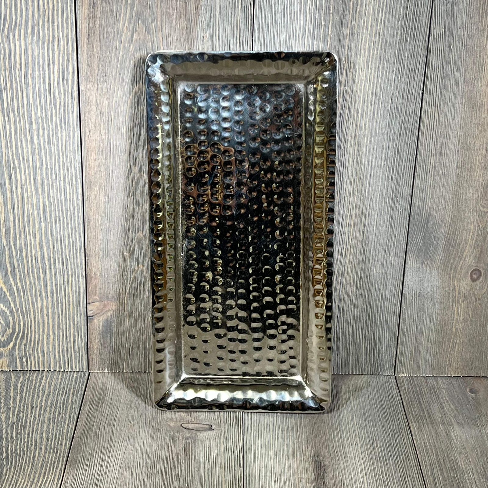Monarch Abode Hand Hammered Metal Serving Tray, 12-Inch Nickel Finish
