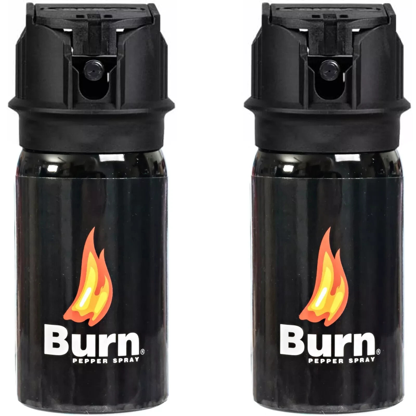 2 Pack Burn Pepper Spray for Self Defense Flip Top Heavy Duty 1.35 fl oz Black