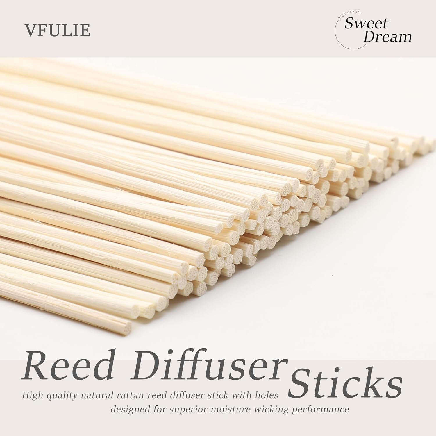 VFULIE 100PCS Reed Diffuser Sticks, 10 Inch Natural Rattan (Primary Color)