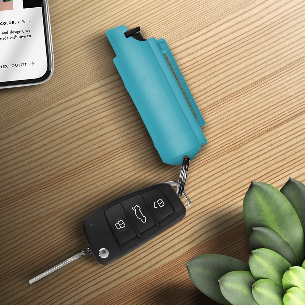 Guard Dog Pepper Spray Light Blue Self Defense Quick Action Hard Case Keychain