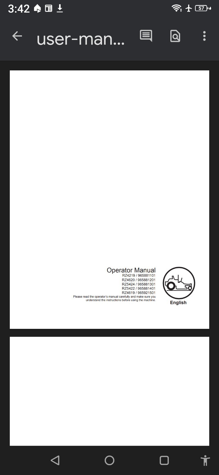 Husqvarna RZ4219 RZ4620 RZ5424 RZ5422 RZ4619 Operator PDF Manual 76Pgs