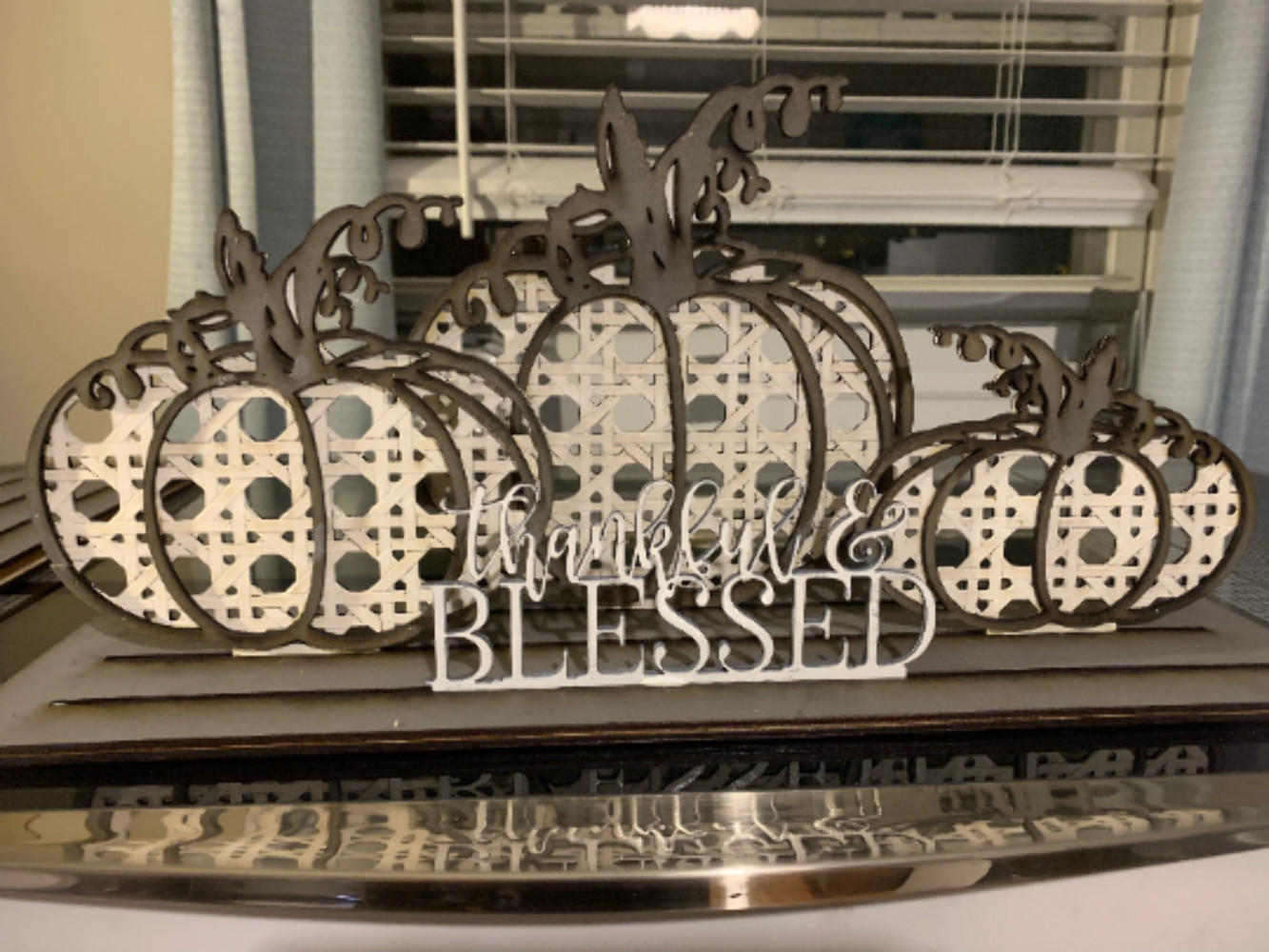 Thankful & Blessed Farmhouse Style Pumpkins with a Rattan Pattern