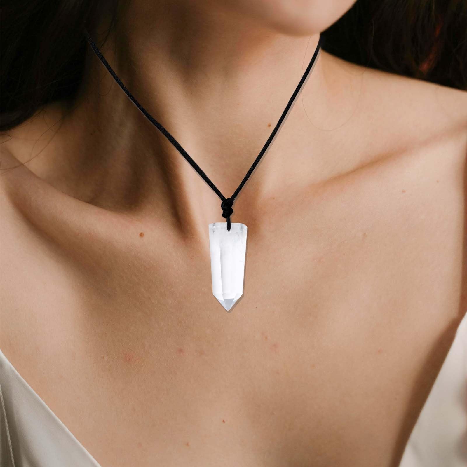 Runyangshi Clear Quartz Pendants Single 1 Count (Pack of 1),