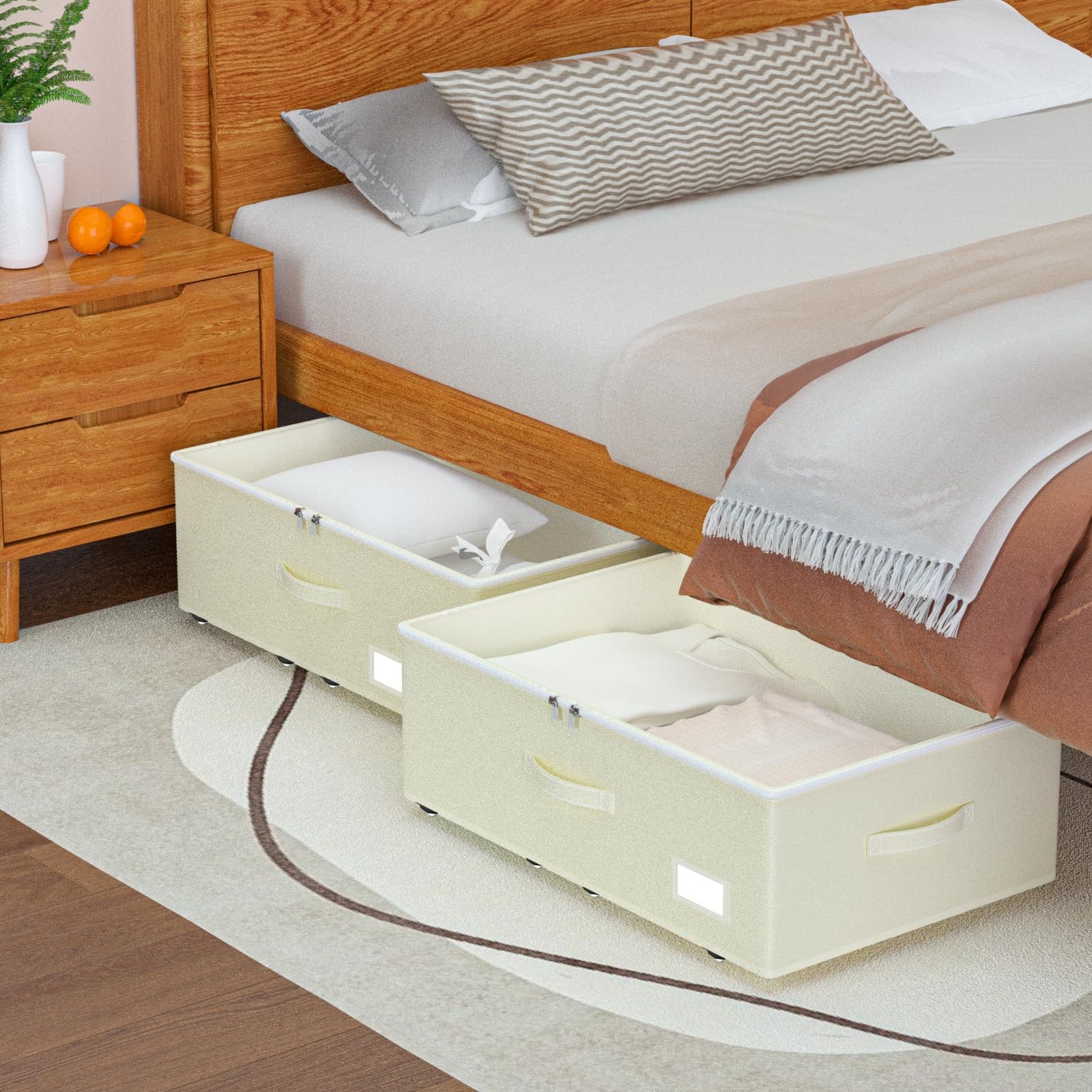 EE-RoomWorld Under Bed Storage with Wheels, No Assemble Required 10 inches heigh