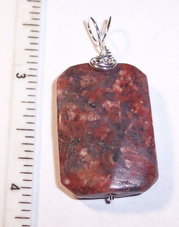M Rosophia sterling silver trimmed cornered freeform rectangle pendant Reiki
