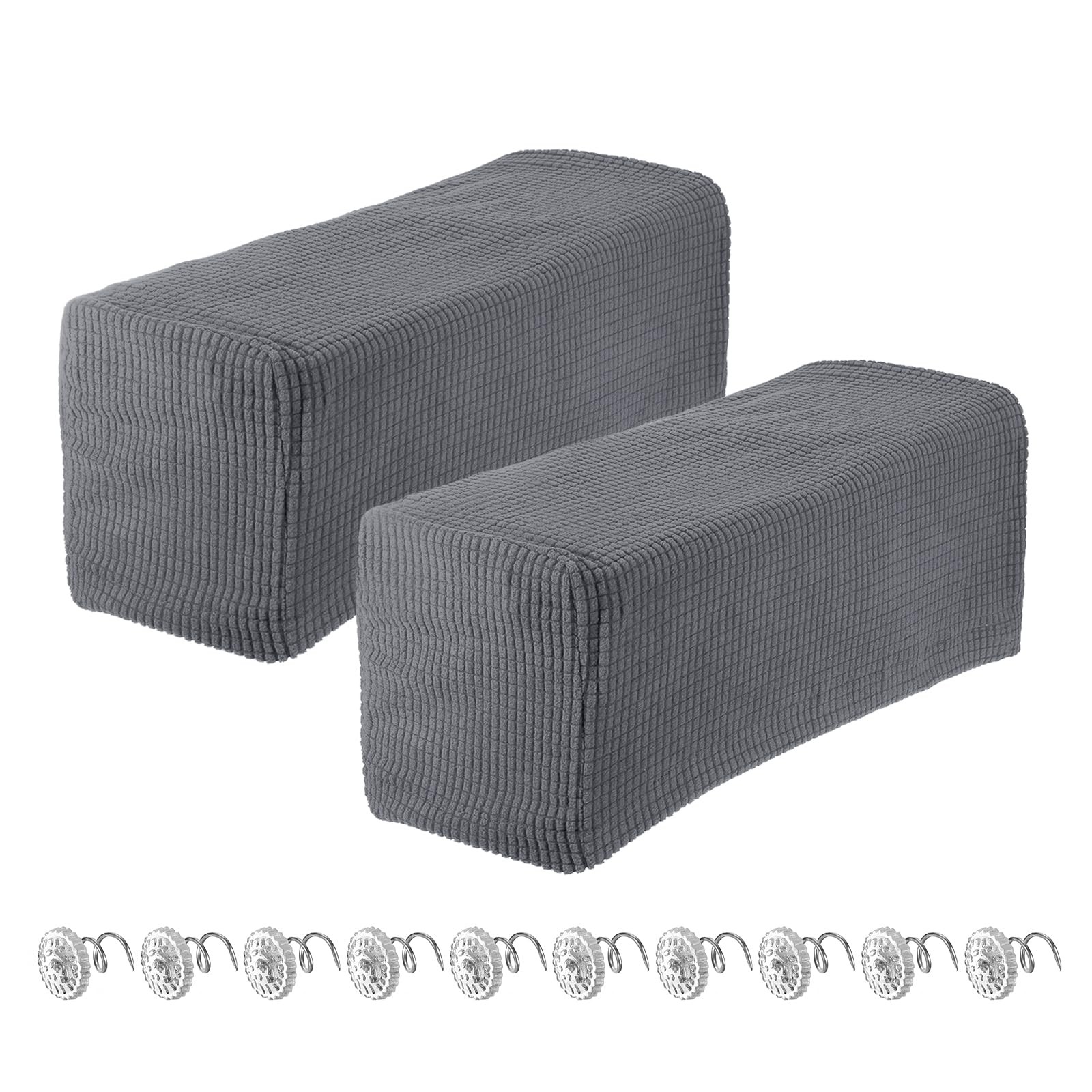 uxcell 2pcs Stretch Armrest Covers for Chairs/Sofas, Couch Arm Light Grey
