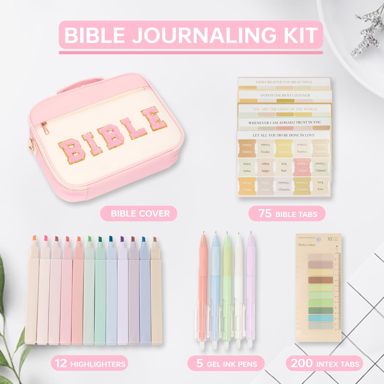 Bible Cover Case for Women Study Supplies Large Preppy Large, Pink