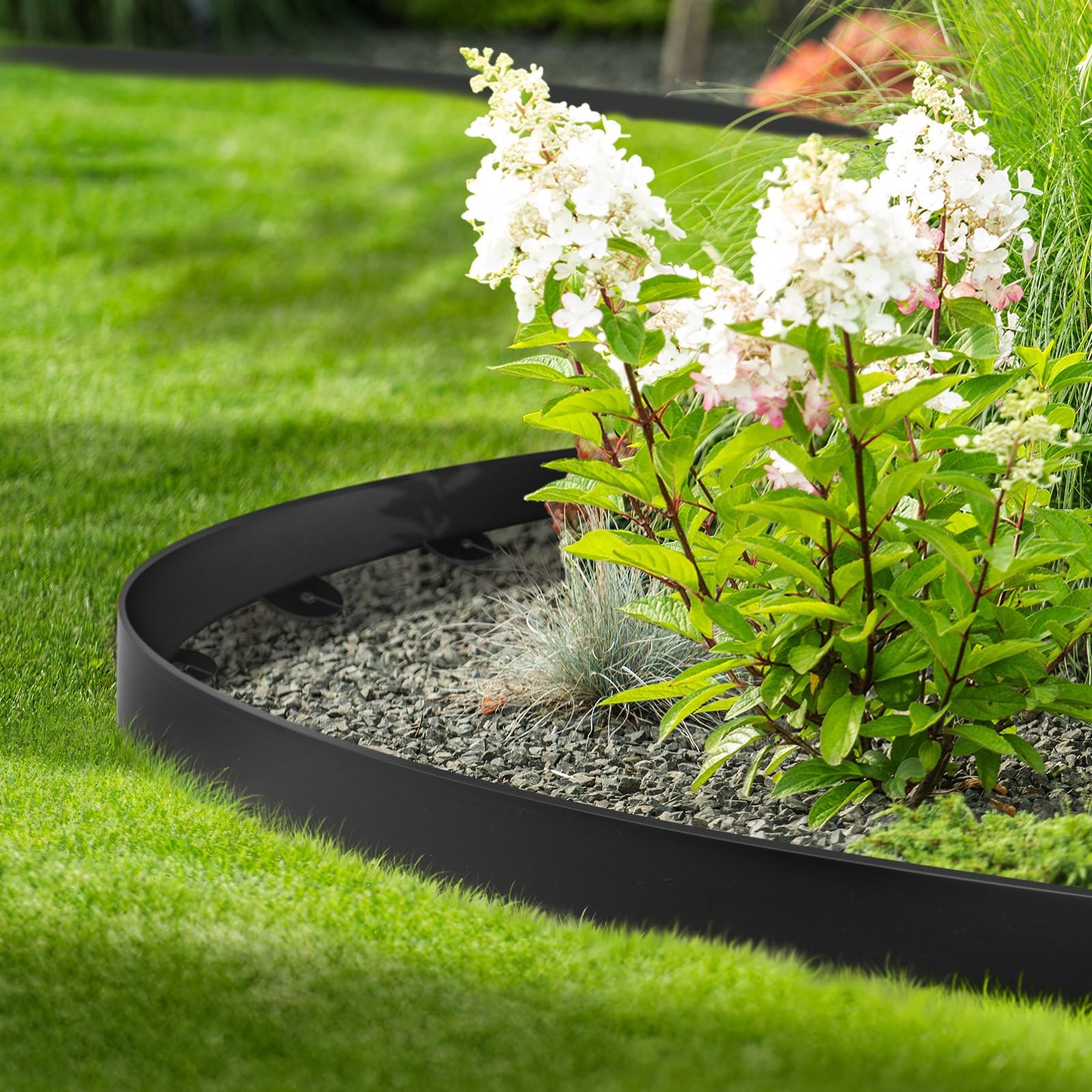 Jorvila Landscape Edging, 1.5″ x 80′ Plastic Garden Edging with 100 Pcs Metal Sp