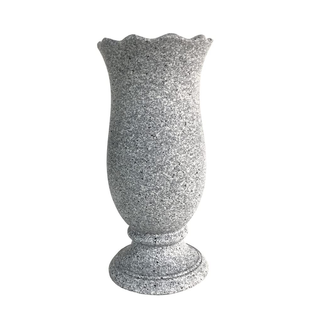 Grave Vase for Cemetery Memorial Grave Decoration Marble Color with Ground Spike