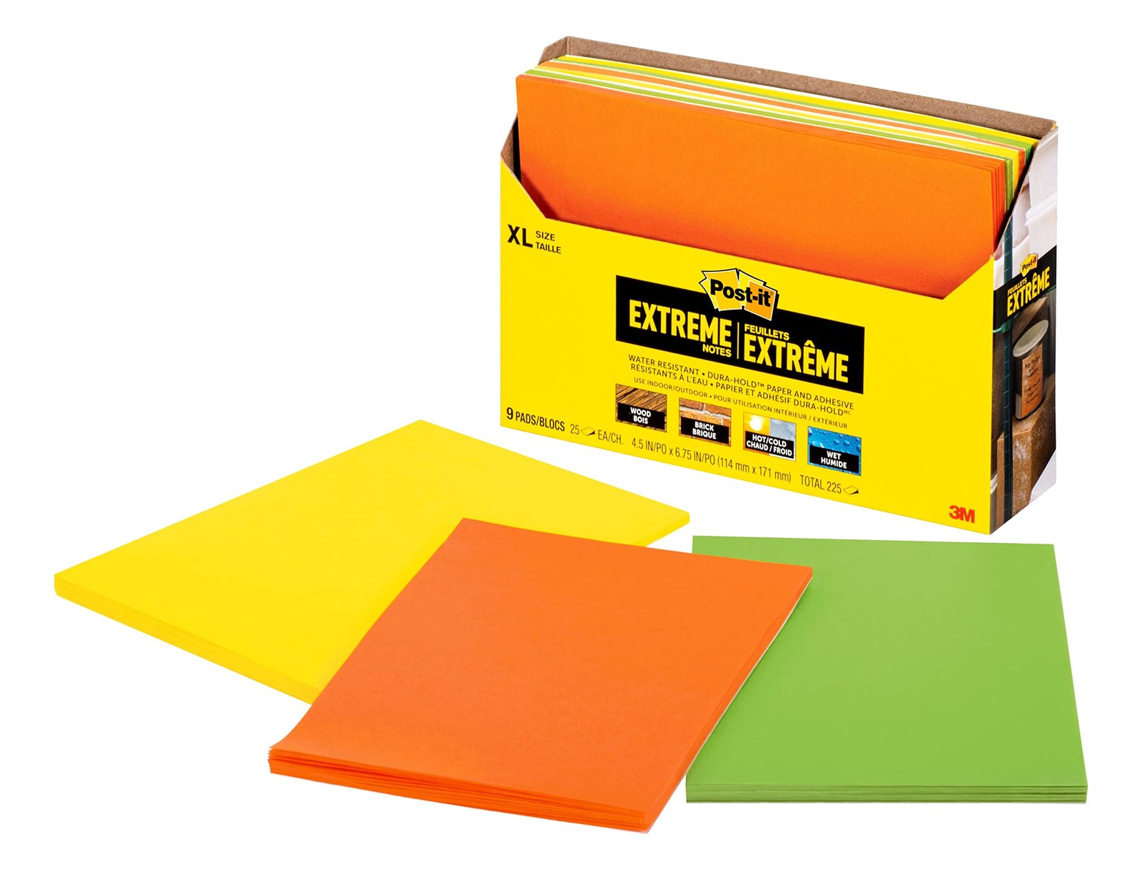 Post-it Extreme XL Notes, Works Outdoors, in Pack of 9, Multicolor