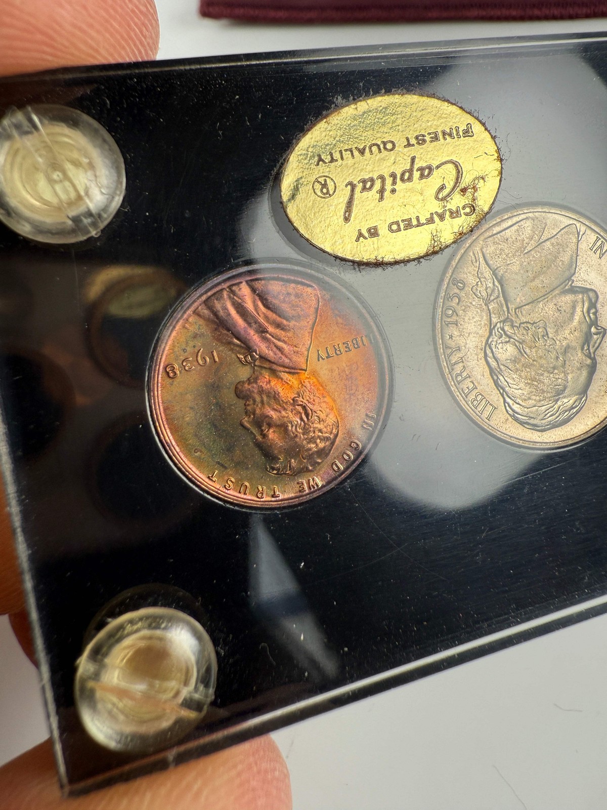 1938 US Mint Silver PROOF Set Gem Coins Black Capital Holder Display Box