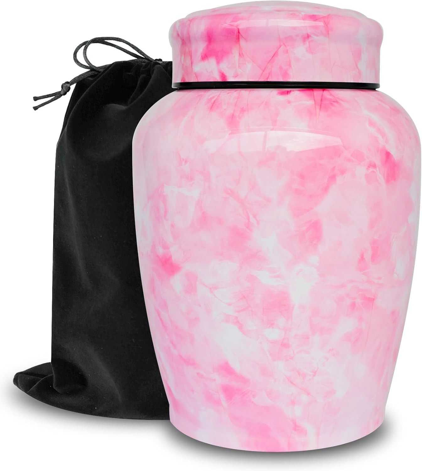 Pink Flower Marble Finish Decorative Urns for Human Ashes Adult Female up to 180