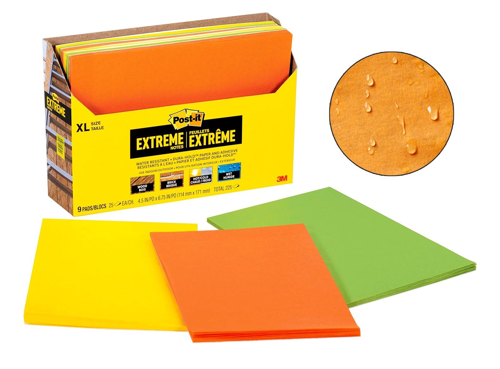 Post-it Extreme XL Notes, Works Outdoors, in Pack of 9, Multicolor
