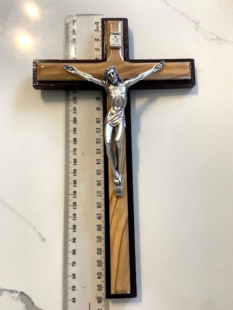 Olivewood With Dark Wood Quality Wall Crucifix 10 Inch 25.5cm Made In Italy