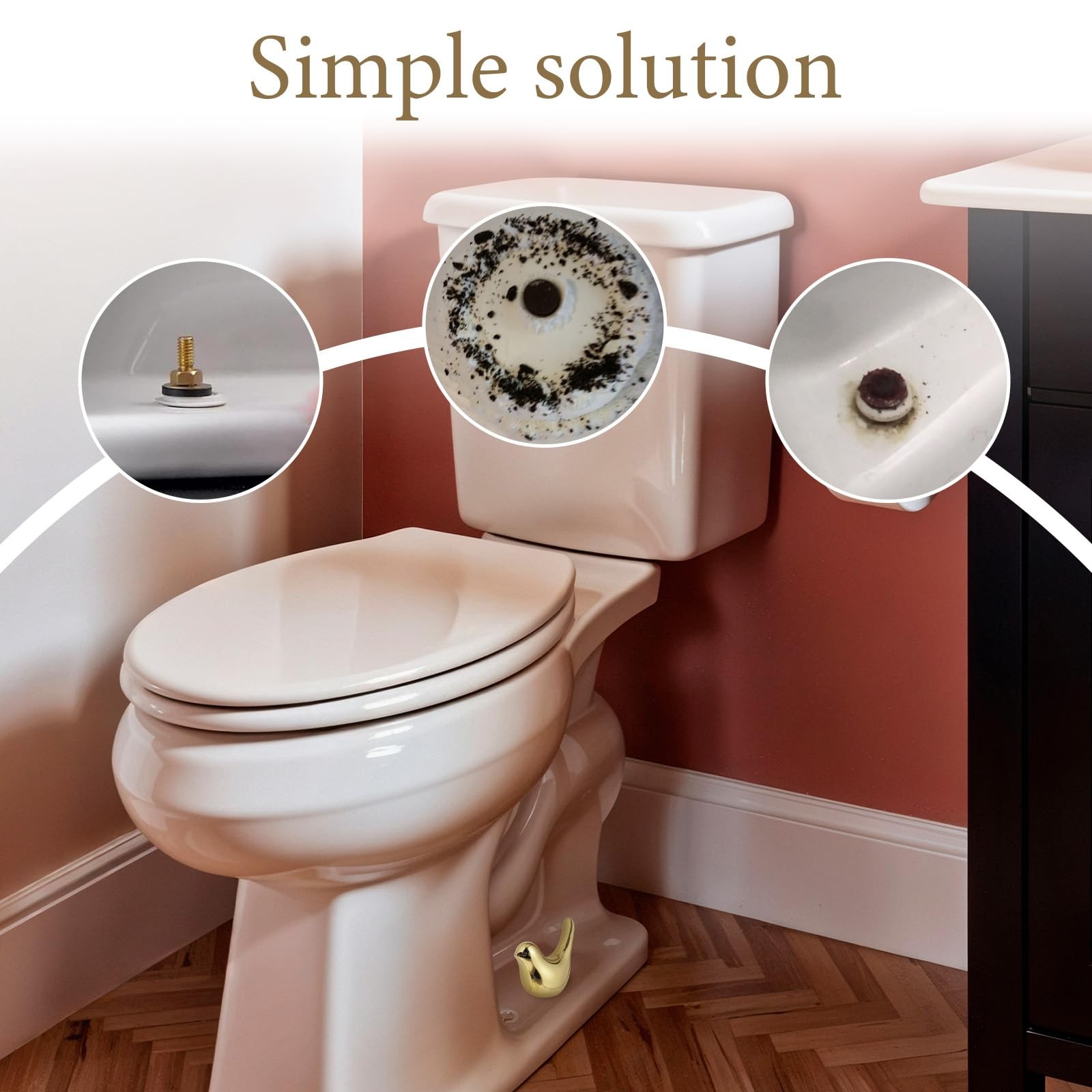 2 Pcs Toilet Bolt Caps Ceramic Gold Bird Replacement 7.2 x 6.5cm,