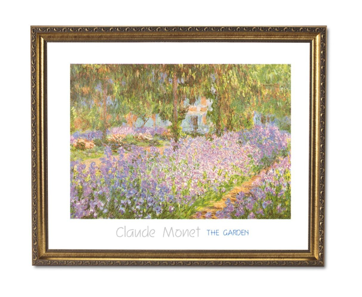 Claude Monet French Garden Flowers Landscape Wall Picture Gold Framed Art Print
