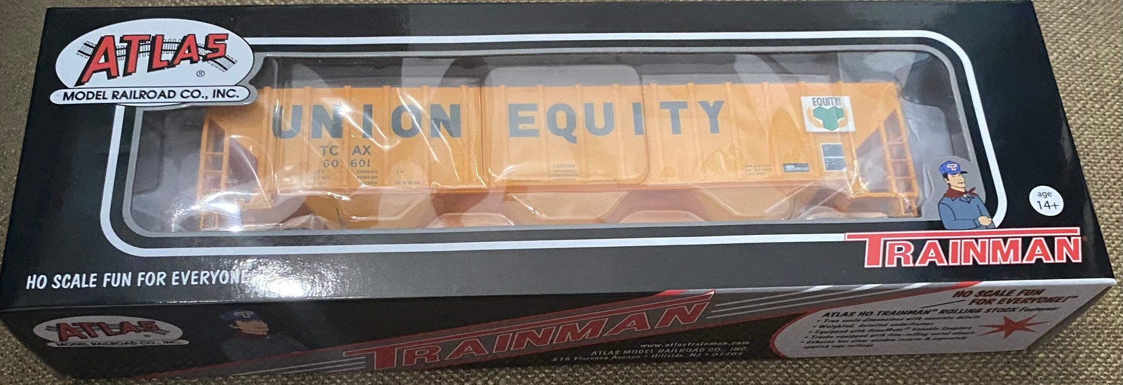 Atlas H.O. Scale 20 005 469 Union Equity (Yellow/Green) Road # 60601