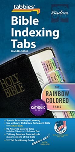 Tabbies Rainbow Catholic Bible Indexing Tabs, Old & New Testaments + Catholic